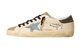 Sup-Star stella in denim e talloncino in pelle grigia