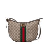 BORSA A SPALLA OPHIDIA GG SUPREME PICCOLA BEIGE ED EBANO WEB VERDE E ROSSO