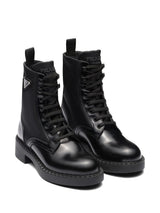 STIVALETTO IN PELLE SPAZZOLATA E RE-NYLON