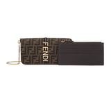 PORTAFOGLIO CON CATENA FENDIGRAPHY IN TESSUTO FF MARRONE