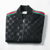 Giacca da tuta nera con monogramma GG e strisce Web distintive