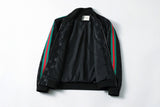 Giacca da tuta nera con monogramma GG e strisce Web distintive