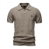 Textured knit polo shirt