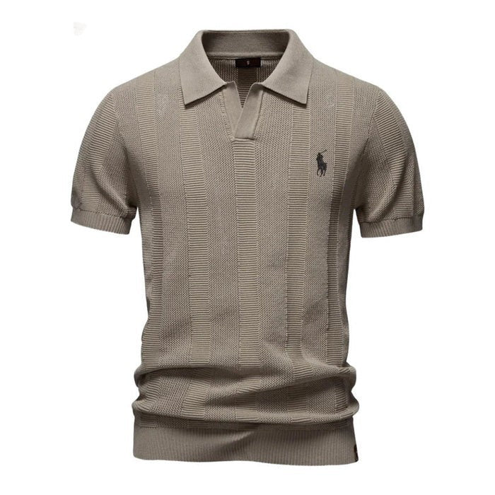 Textured knit polo shirt