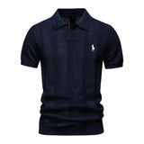 Textured knit polo shirt
