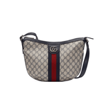 BORSA A SPALLA OPHIDIA GG SUPREME PICCOLA BLU E BEIGE