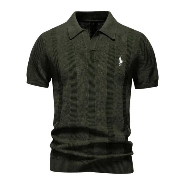 Textured knit polo shirt