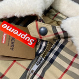 BRBRY X SPRM Jacket Plaid Shearling Collar