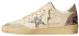 Ball Star con stella in glitter argento e talloncino in glitter rosa