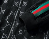 Giacca da tuta nera con monogramma GG e strisce Web distintive 