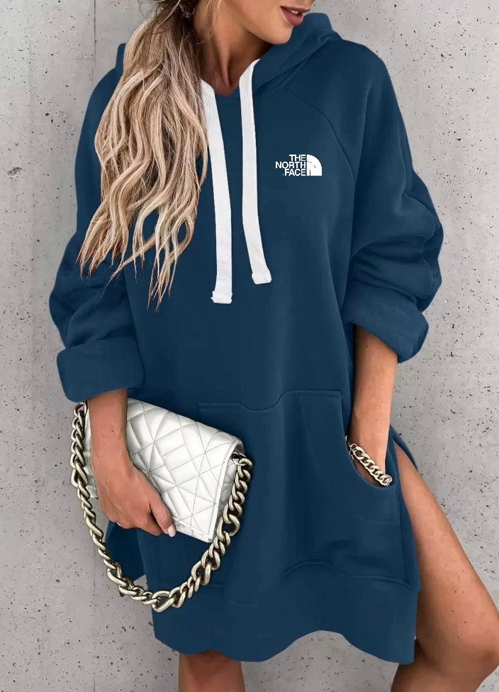 Long, warm hoodie for women