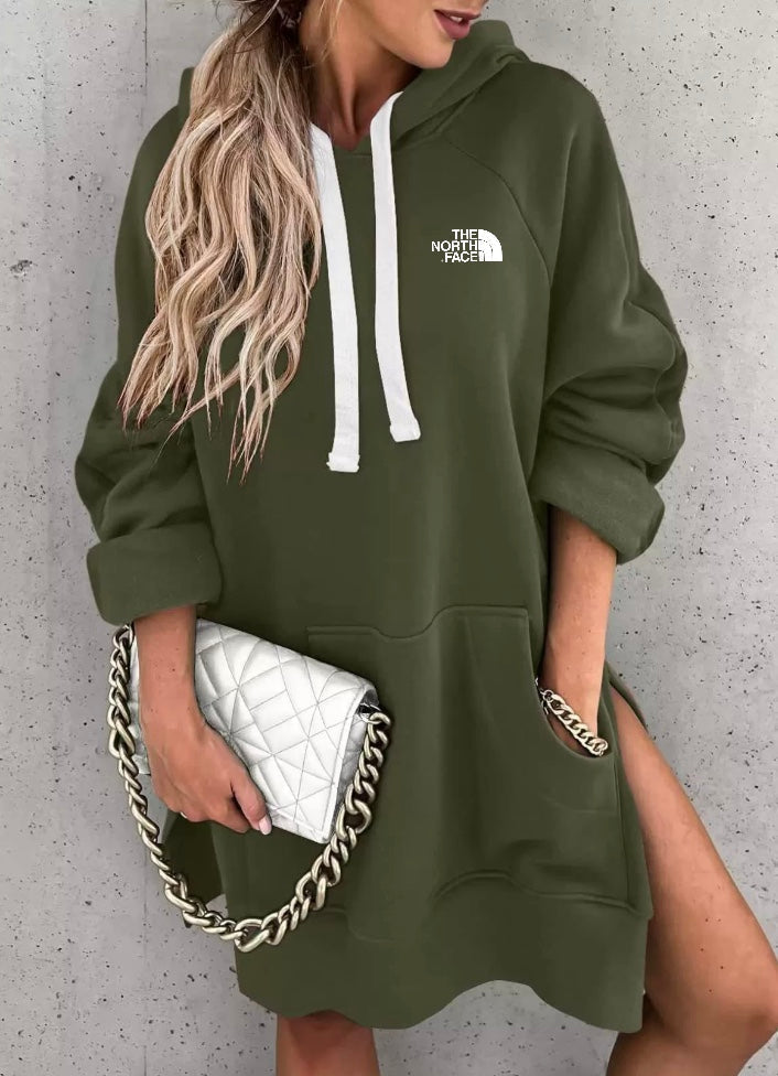 Long, warm hoodie for women